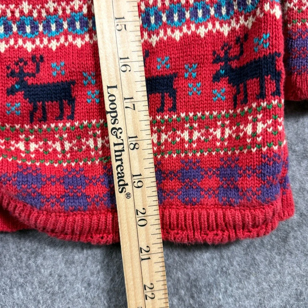 Vintage 90s GAP Kids XL Fair Isle Reindeer Moose Christmas Cardigan Sweater